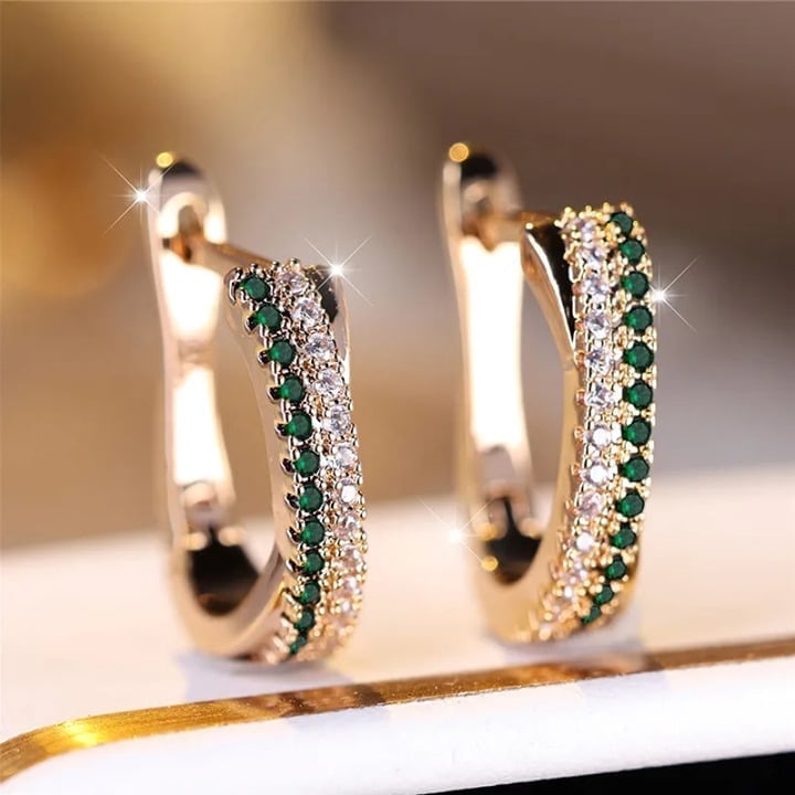 18K Gold 1ct Green Emerald Gemstone 1 ct Diamond Womens Drop Earrings Jewelry