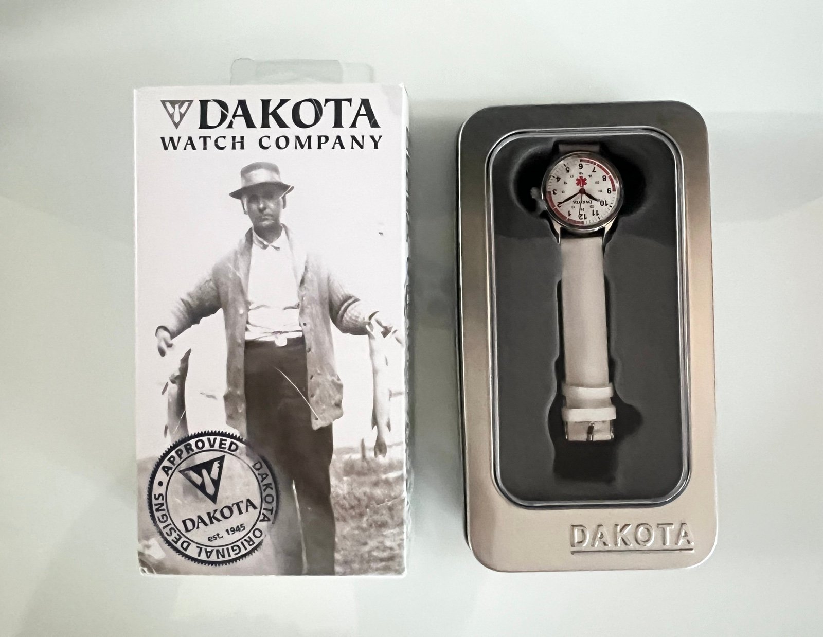 Dakota Watch Company Nurse Watch White Leather Band | 5654-8 | NEW IN BOX
