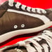 Vintage PRADA Y2K Olive Green Suede + Neoprene Casual Sneakers Ladies sz 8