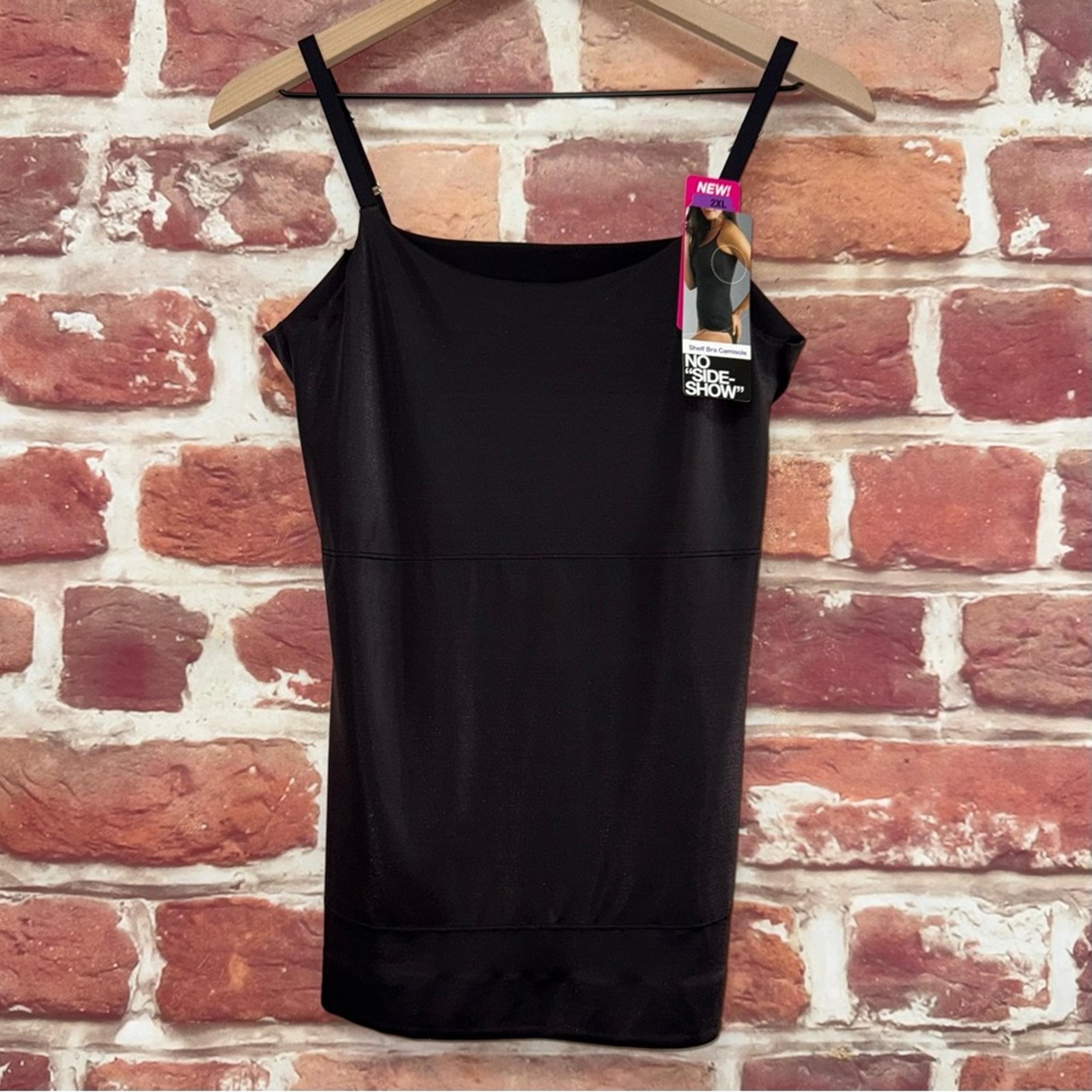 Naomi & Nicole Shelf Bra Camisole Tank Top Women’s 2X Plain Black No Side Show