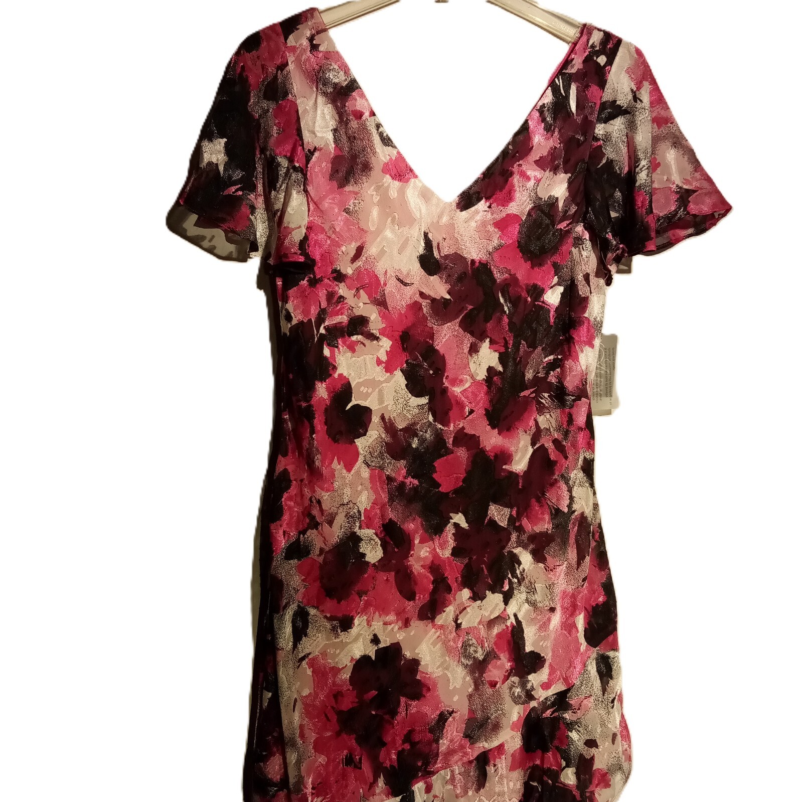 Alex Evenings Dress/Gown sz 14 Pink/Black/Whi te Floral Hi-Low Formal NWT