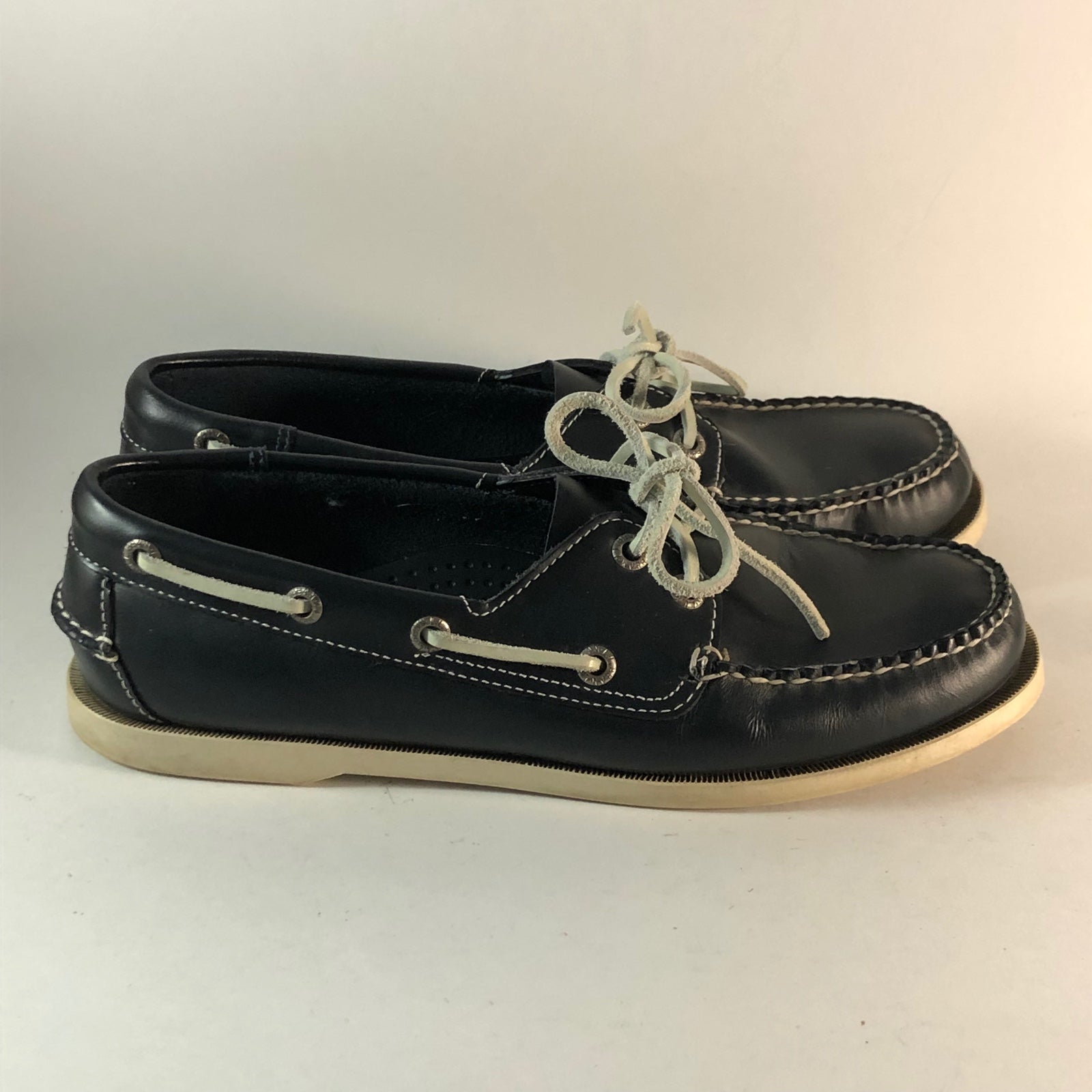 L.L. Bean womens low top rubber boat shoes blue size 9 M