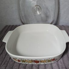 Vintage Corning Ware Spice of Life LE ROMARIN Lidded Dish 9 3/4 x 9 3/4 x 2.