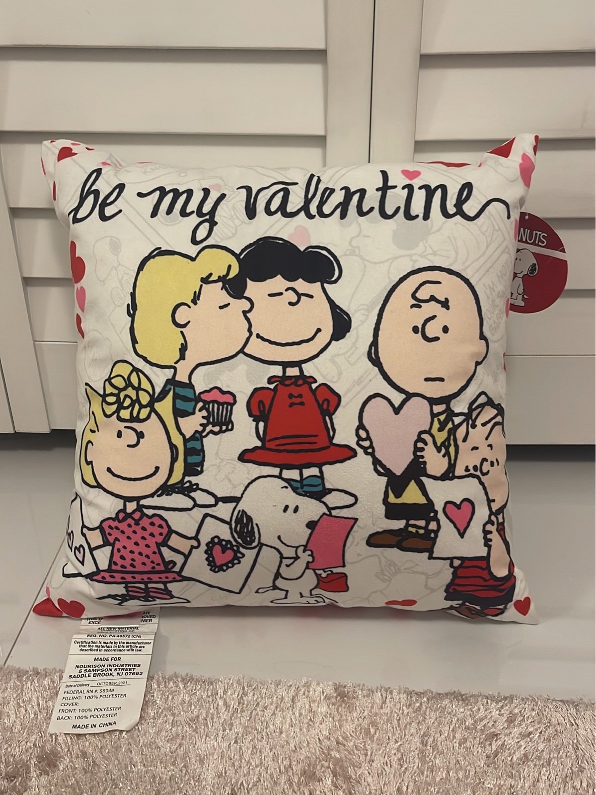 Peanuts Snoopy BE MY VALENTINE Pillow