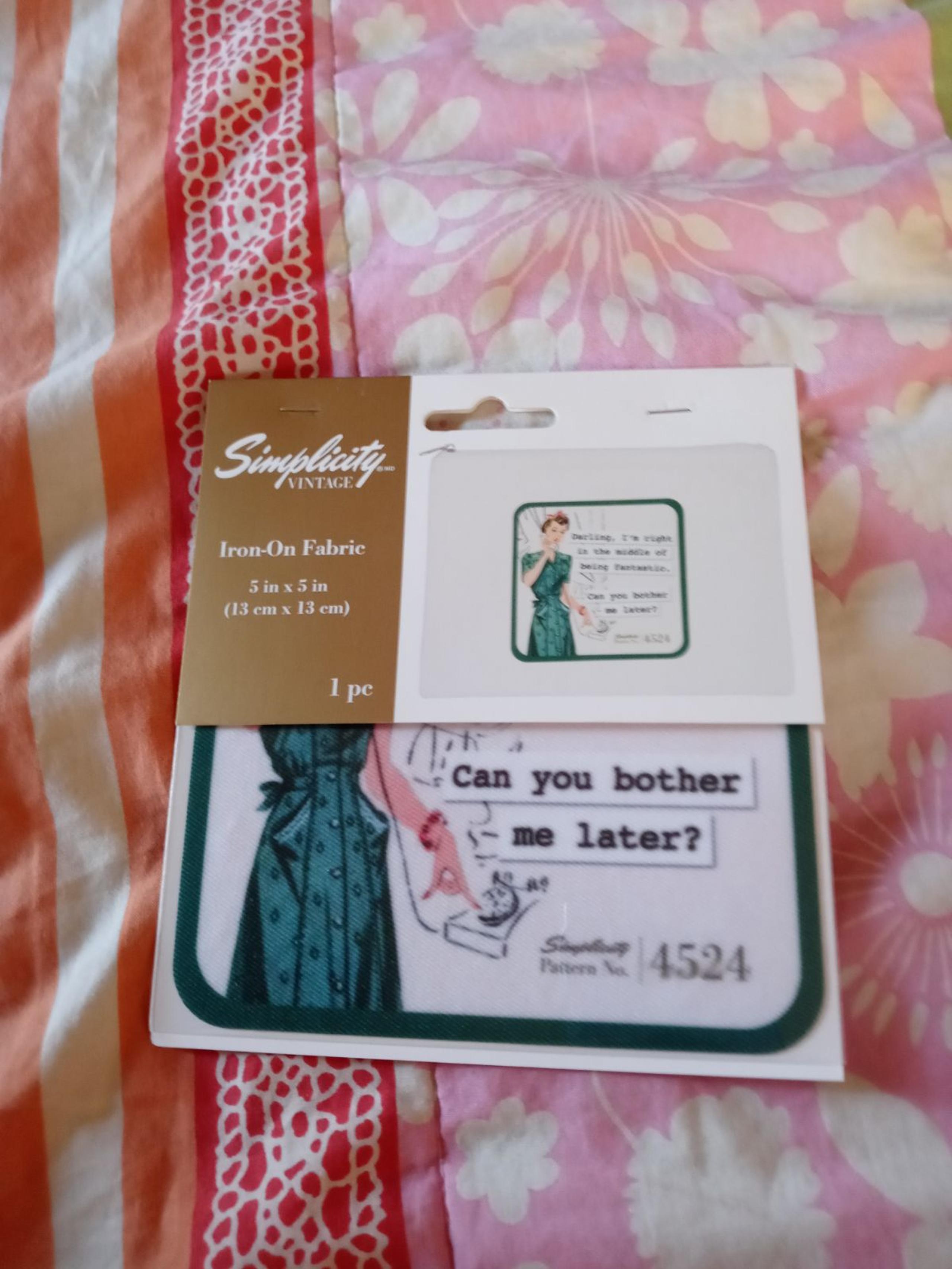 Simplicity vintage iron on patch nip