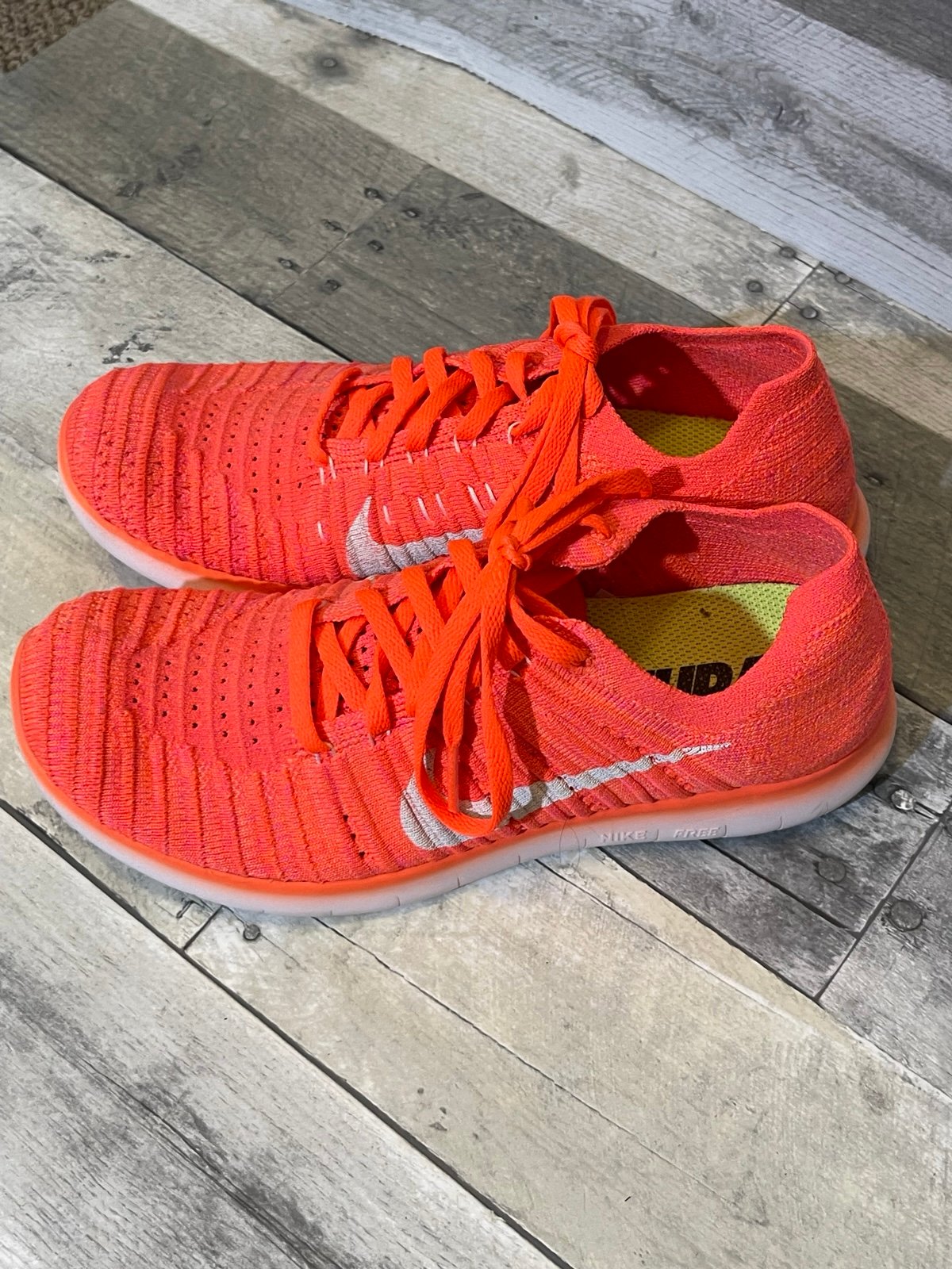 Nike Free RN Flyknit Low Orange. Womens Sz 7.5 M NO BOX !!