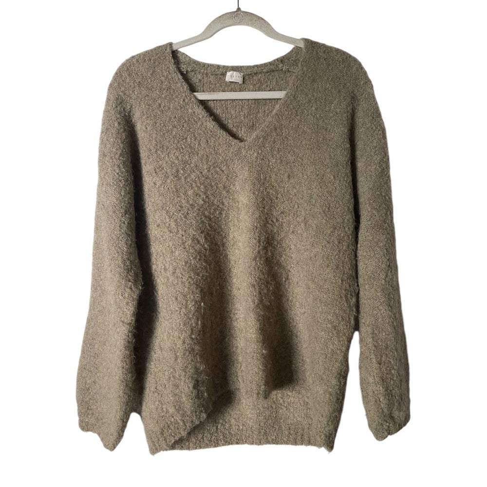 Poetry Tan Alpaca V-Neck Oversized Sweater 2