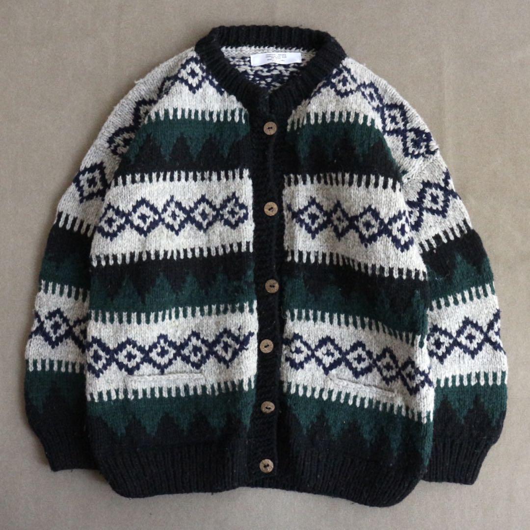 80s-90s Ecuadorian Heavy Wool Knit Cardigan Vintage