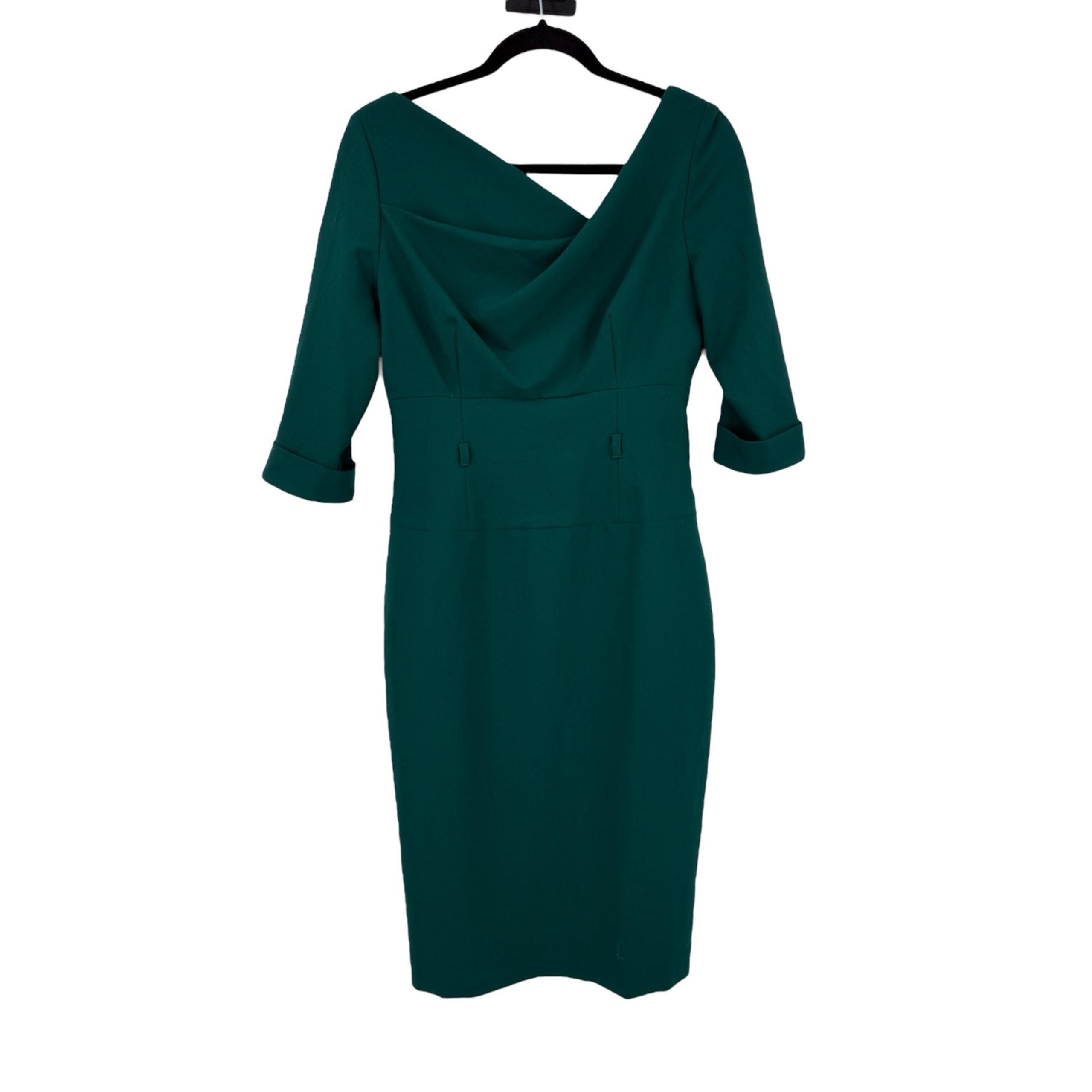 Black Halo Dress Jackie O sheath green size 6 - MISSING BELT
