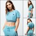 Champion Cropped Vintage Dyed Crew Ringer Stripe Tee Sweatshirt Top