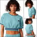 Champion Cropped Vintage Dyed Crew Ringer Stripe Tee Sweatshirt Top
