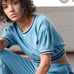 Champion Cropped Vintage Dyed Crew Ringer Stripe Tee Sweatshirt Top