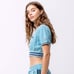 Champion Cropped Vintage Dyed Crew Ringer Stripe Tee Sweatshirt Top
