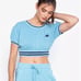 Champion Cropped Vintage Dyed Crew Ringer Stripe Tee Sweatshirt Top
