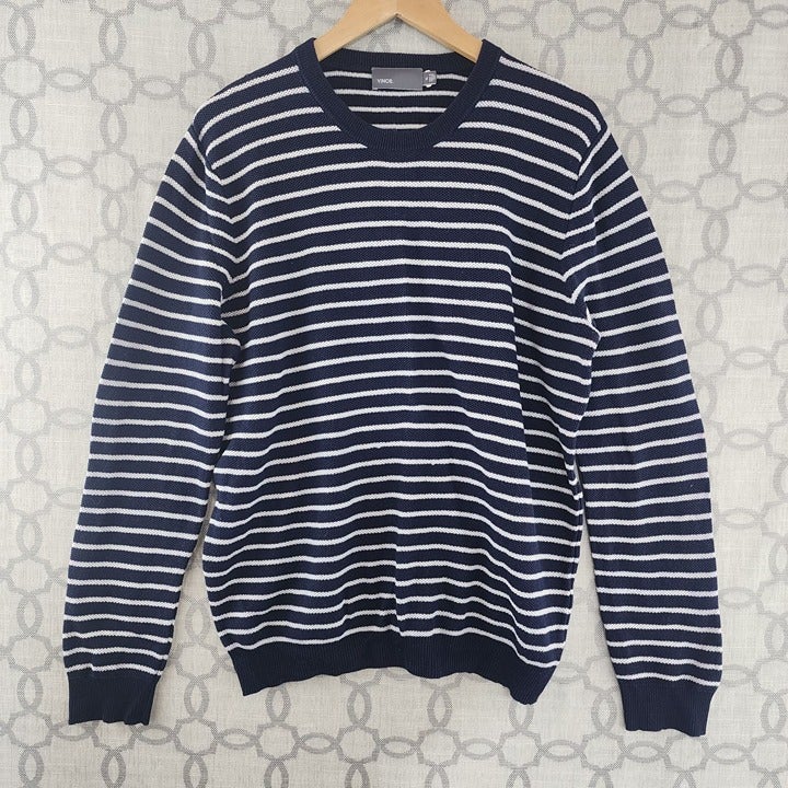 Vince. Crew Neck Striped Pullover Cotton Sweater Men's XL
