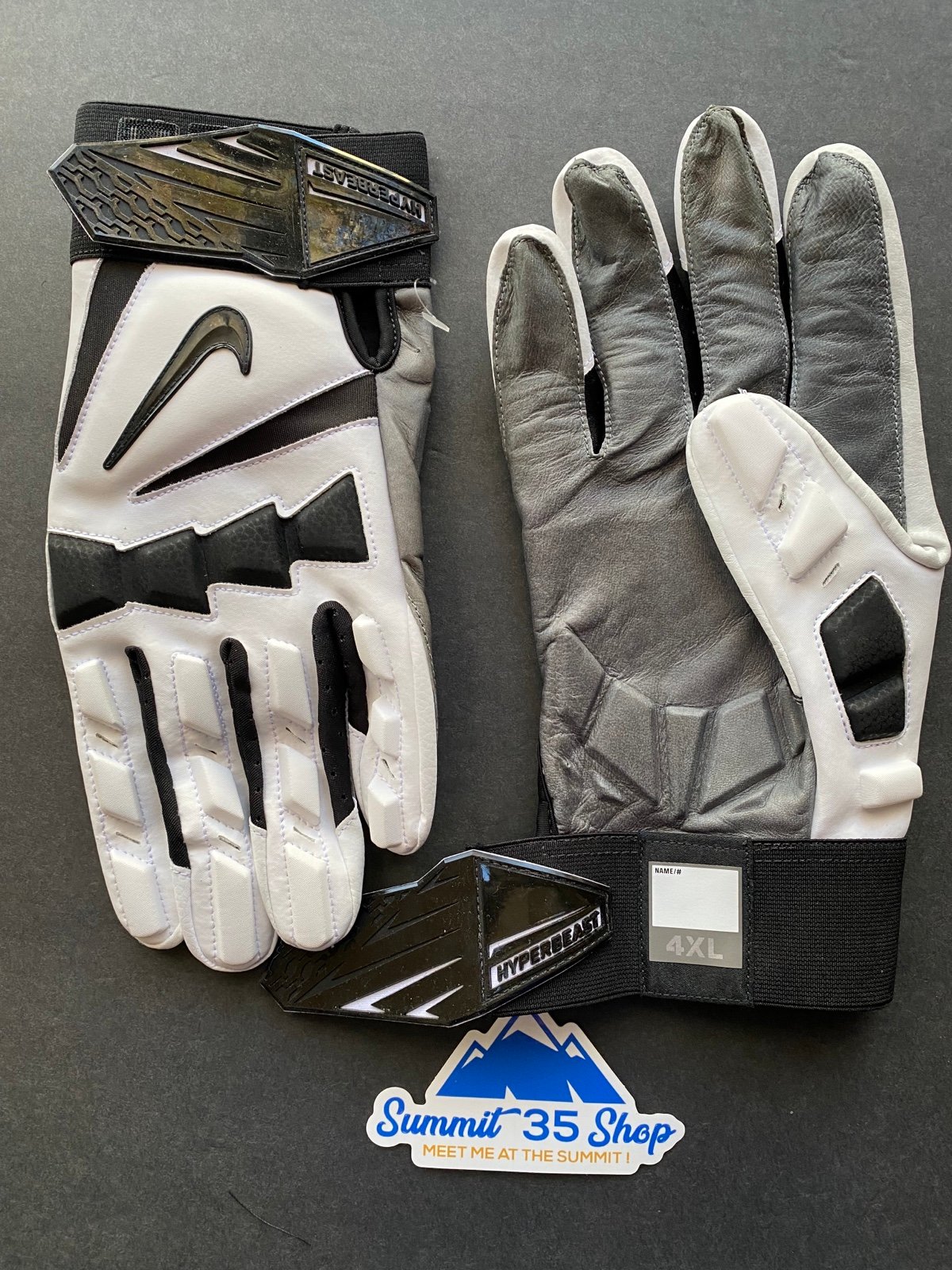 New: Nike Hyperbeast Men's Size 4XL Football Lineman Gloves White Black