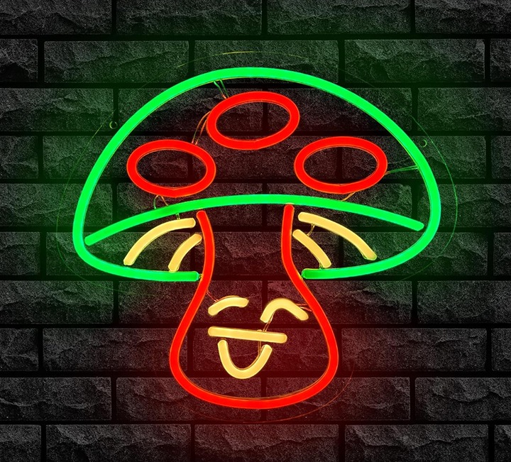Fun Bright Happy Red / Green Mushroom LED Night Light Room Wall Decoration