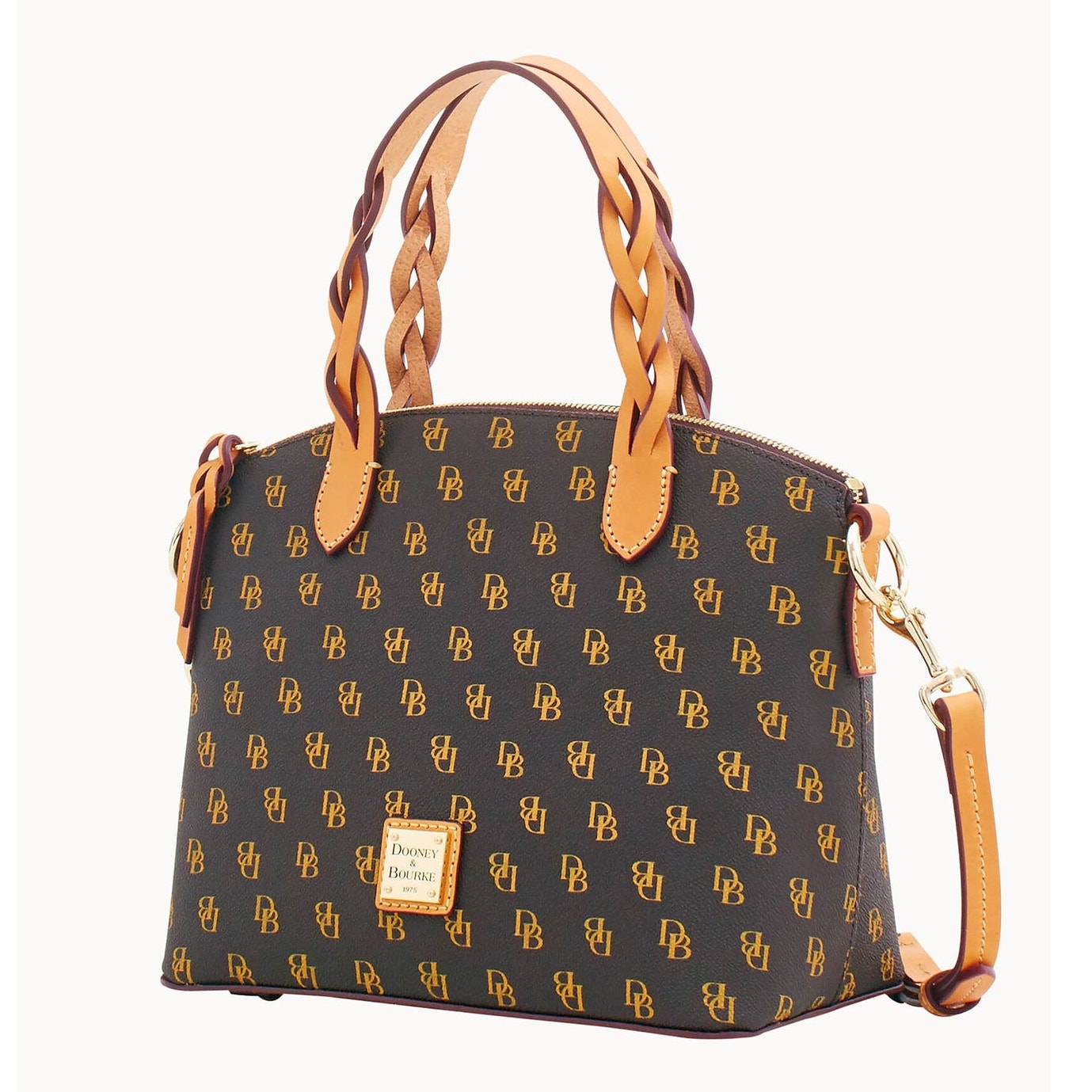 Dooney & Bourke Blakely Celeste Satchel Bag Brown Domed Monogram Leather