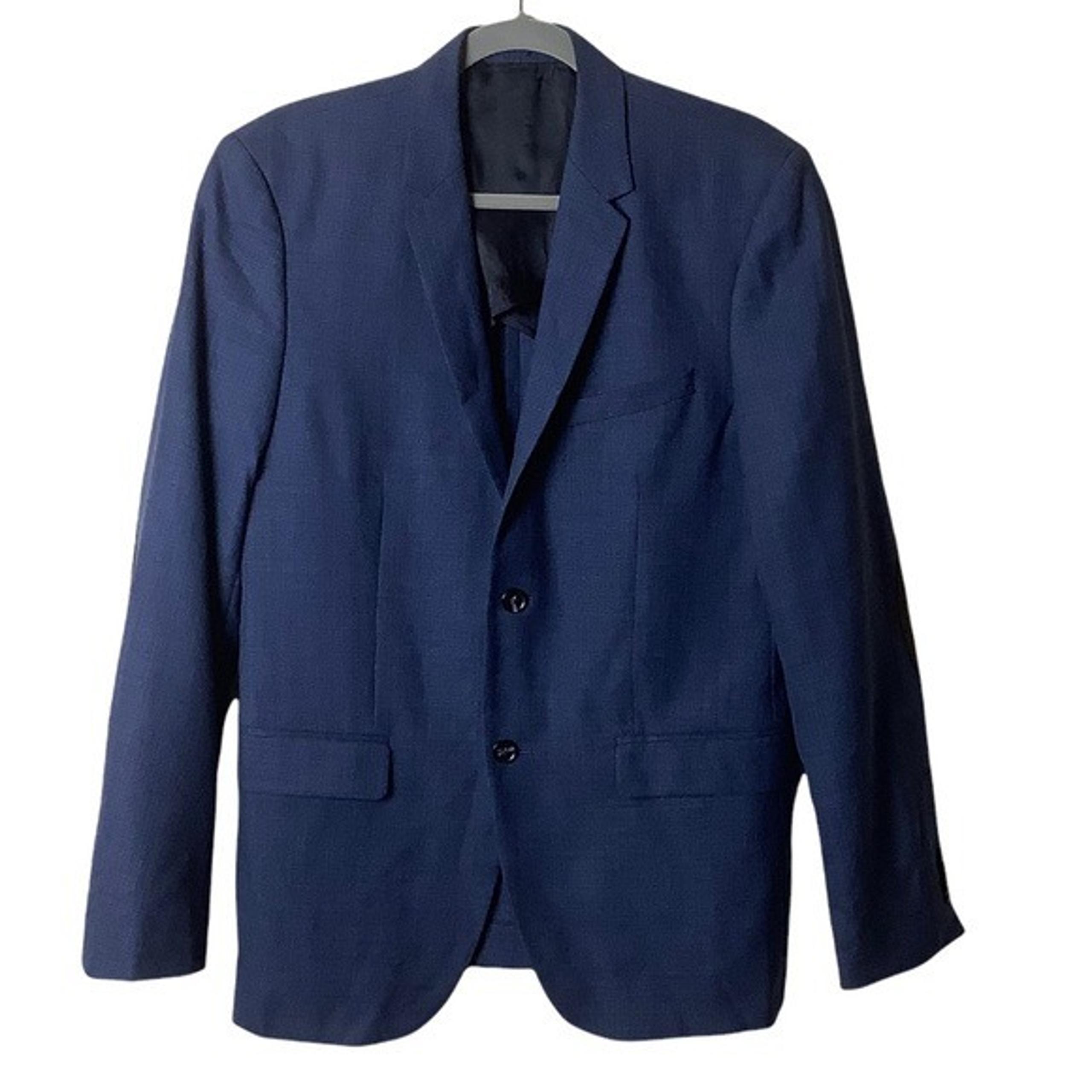 H&M Italy Woven Navy Blue Slim Fit Wool Two Button Blazer Men’s 40R