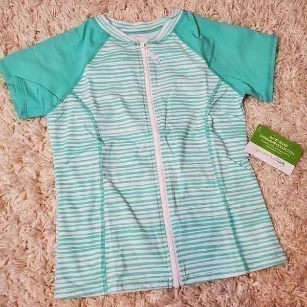 GARNET HILL Wave Rider Swimwear Collection Zip-Up Swim Shirt - Sz. 8