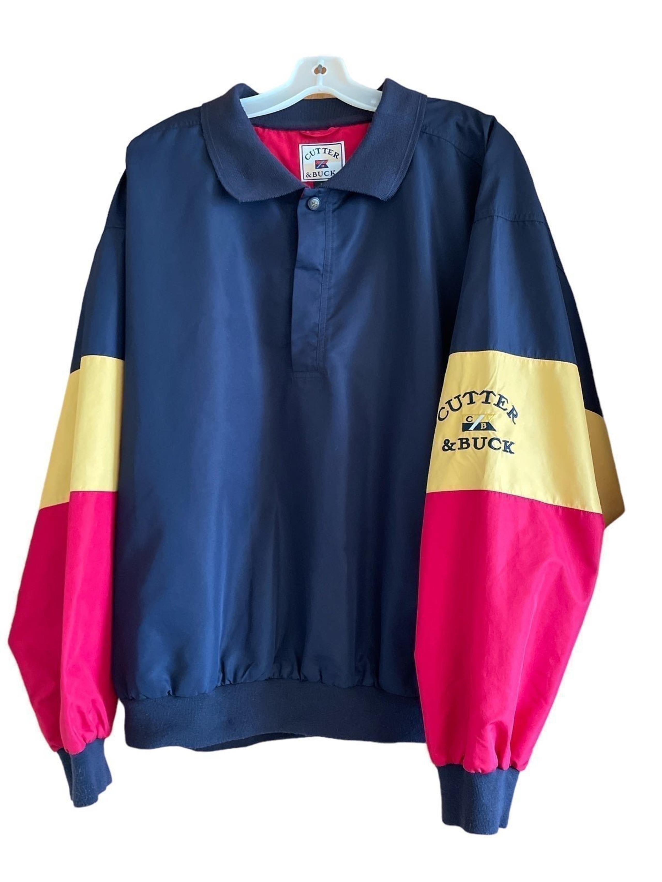 Cutter & Buck Vintage Color Block Logo Windbreaker Golf Jacket Men’s Large