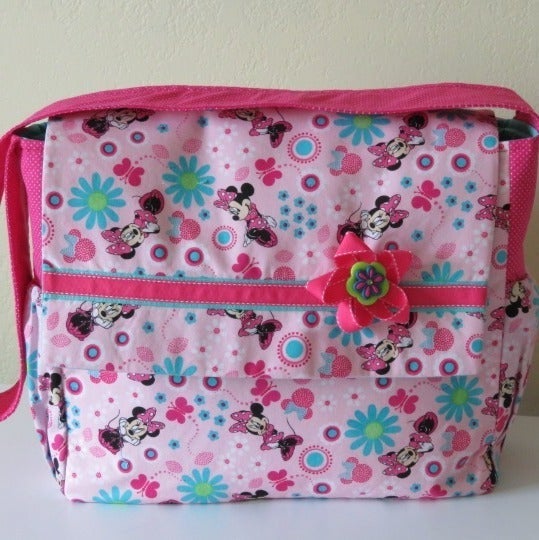 Minnie Mouse Diaper Bag, Disney theme fabric, Messenger Bag ~ Handmade