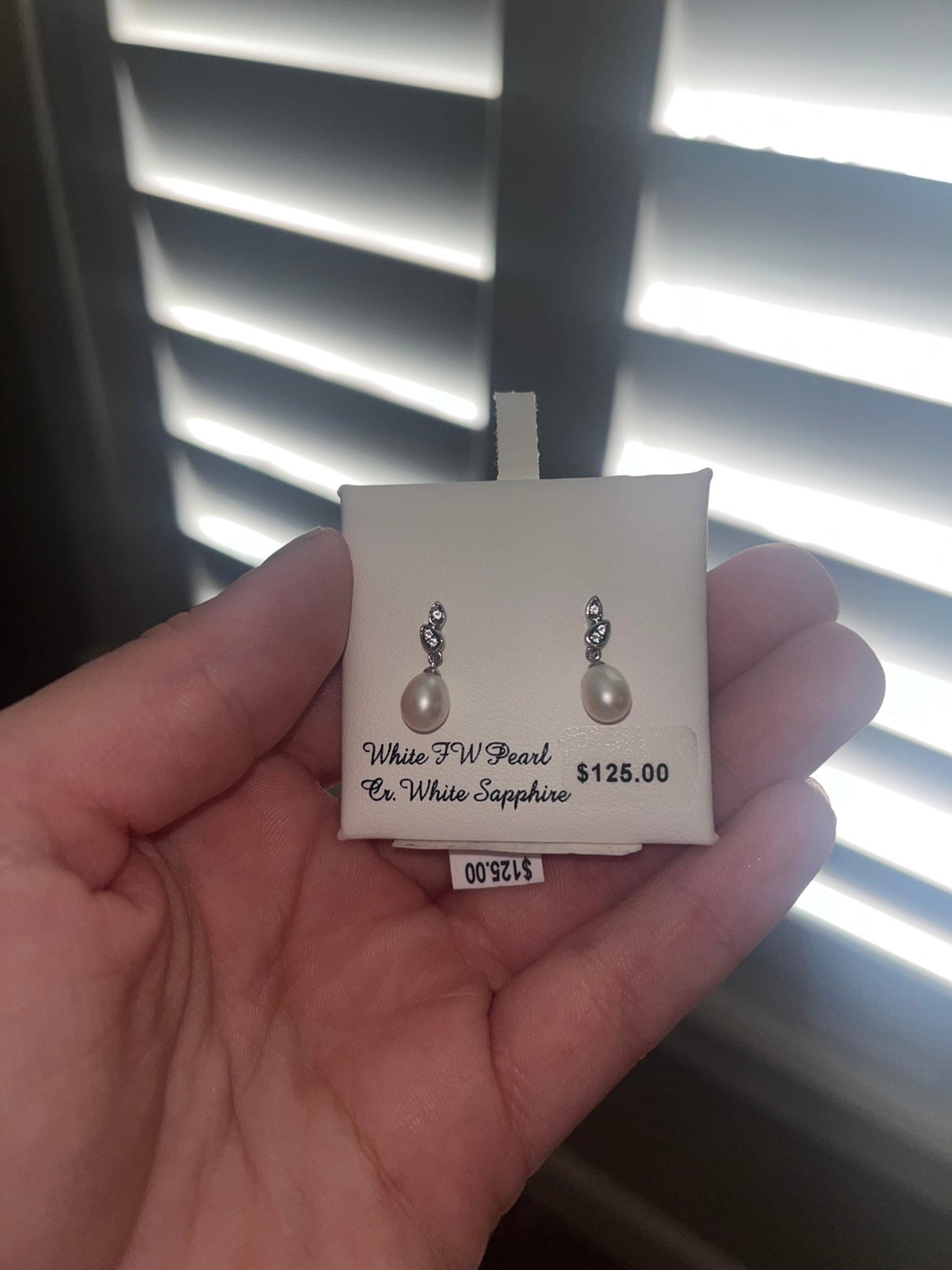 NWT White Pearl & white sapphire Earrings