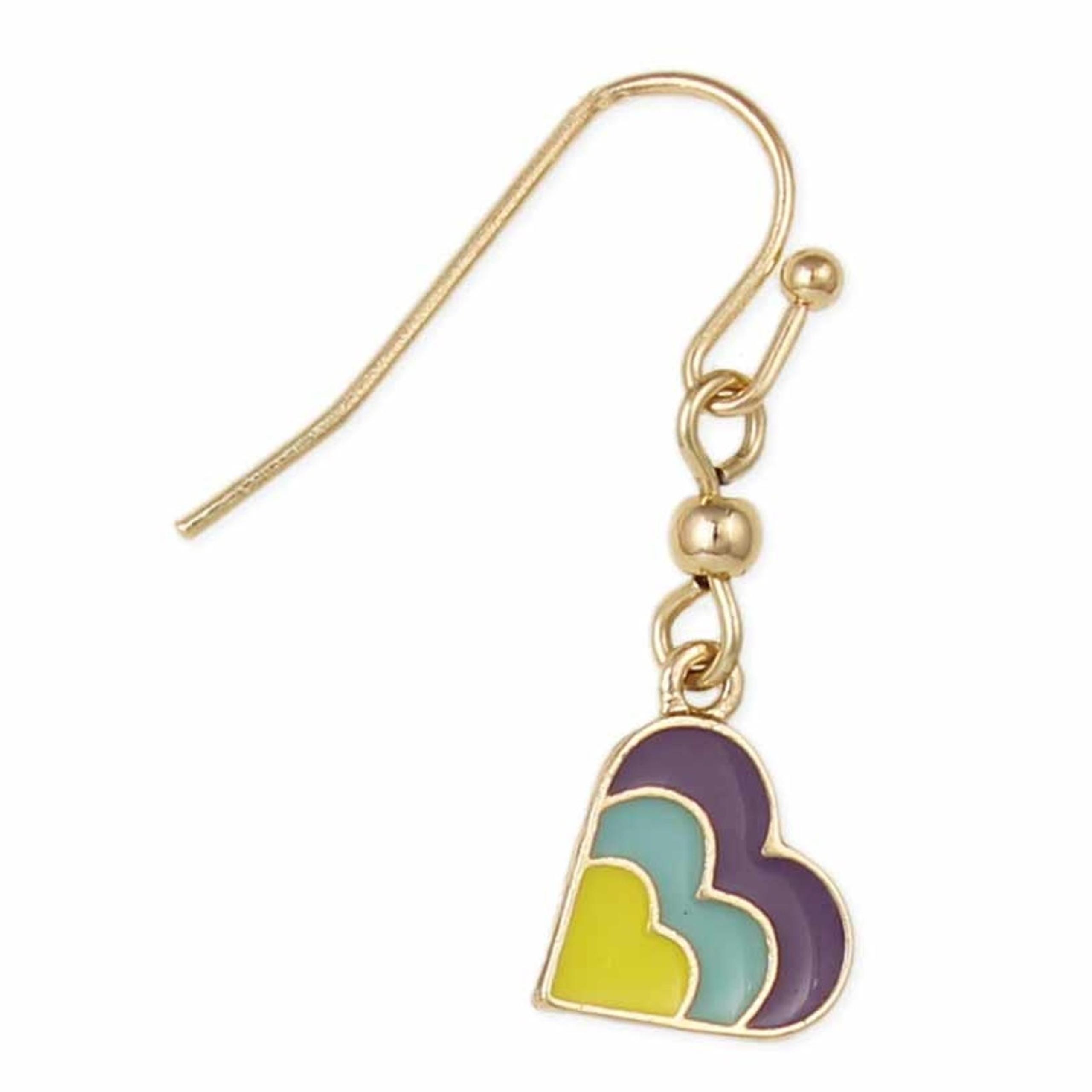 Retro Love Rainbow Enamel Heart Dangle Earrings