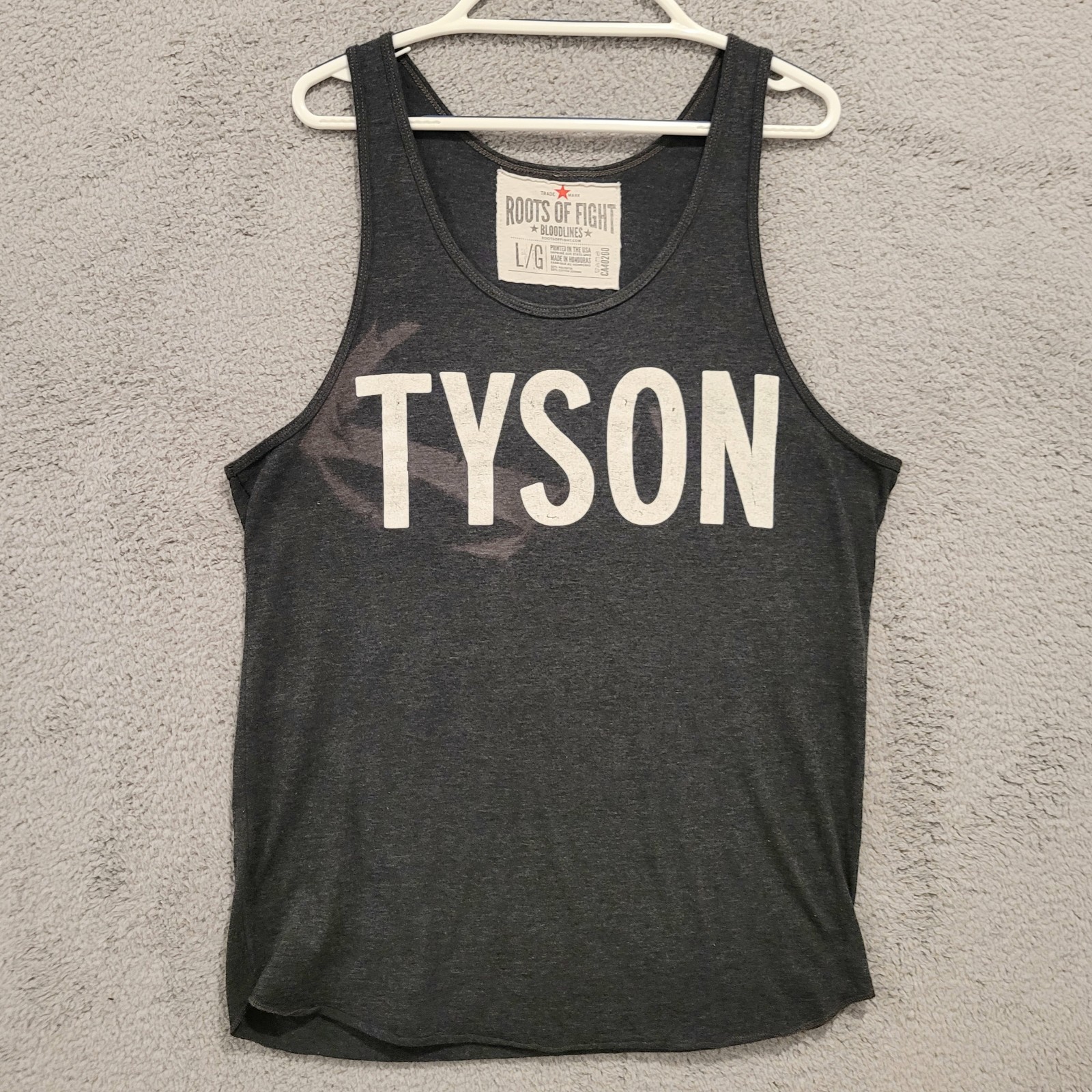 Size L Roots of Fight Bloodlines TYSON Mike Tyson Tank Top Shirt Gray Sleeveless