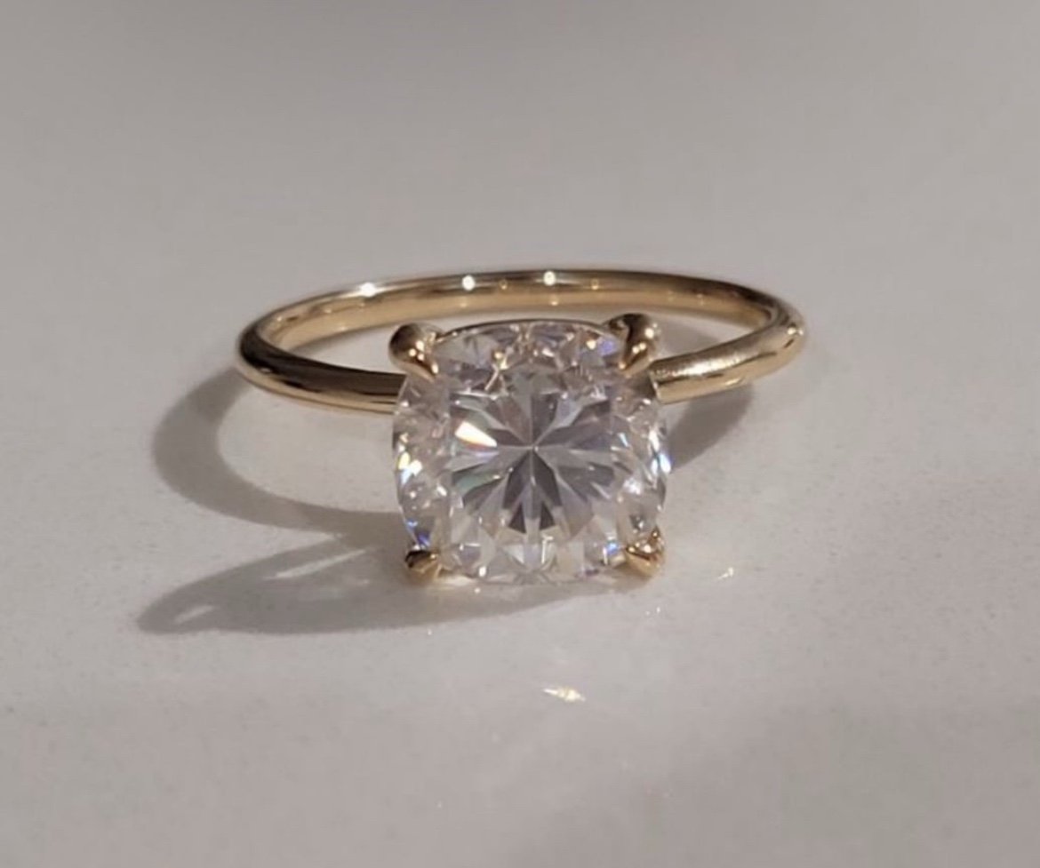 3CT Round Cut Moissanite Solid Gold Engagement Ring Size 7
