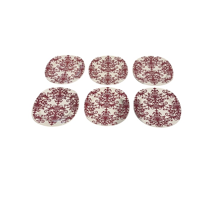 Pottery Barn Versailles Red Chandelier Lace Salad Bread Butter Plate 7 Set of 6