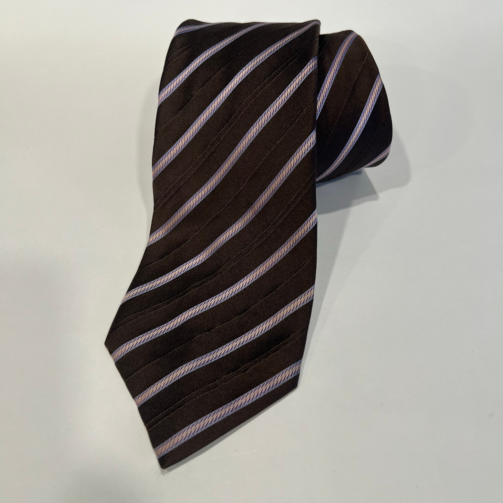 Luigi Borrelli Napoli 100% Silk Neck Tie Made in Italy Brown Pink Blue