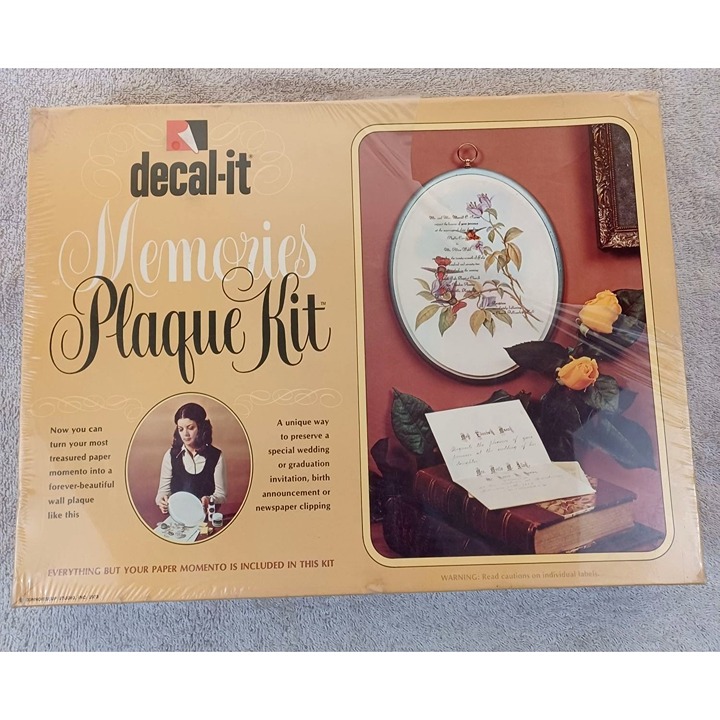 NIB Sealed Decal It Mrmories Plaque Kit Vintage DIY Craft 1970's New Complete