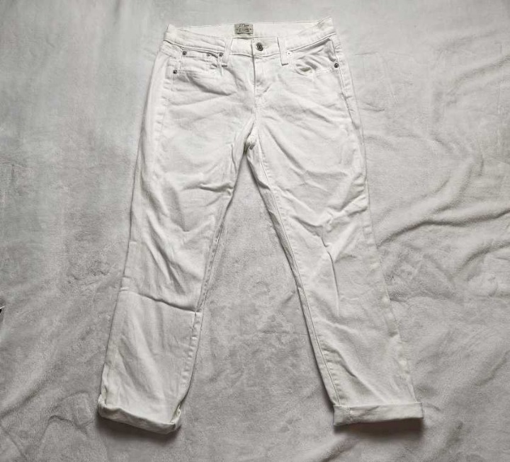 Women's 24P J CREW slim broken in boyfriend jeans in white denim 24 Petite