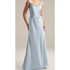 AW BRIDAL 1O L baby blue Claret satin bridesmaid prom gala maxi dress NEW B108