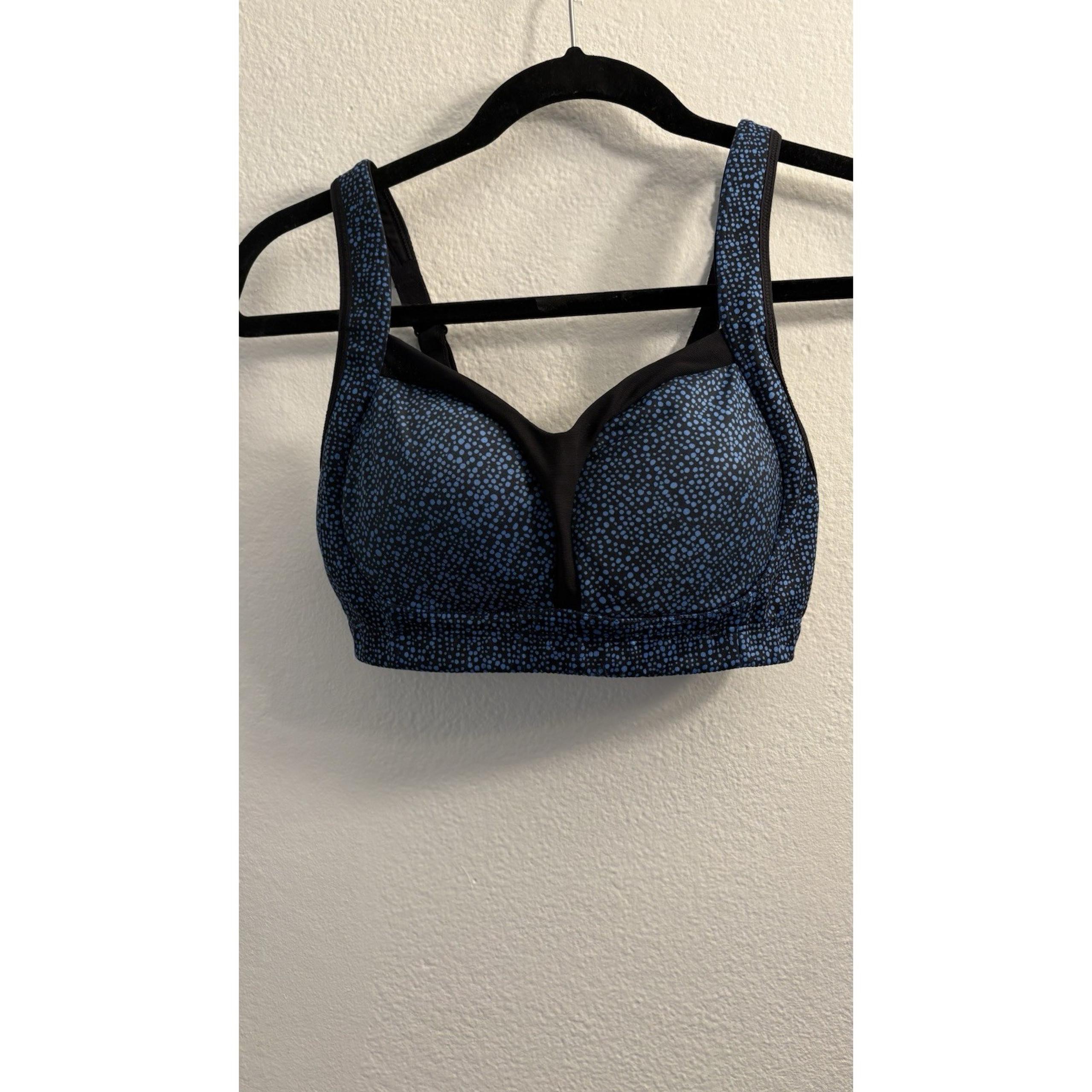 Lululemon Women's Ta Ta Tamer Sports Bra Adjustable Blue Black Padded 24-26 in.