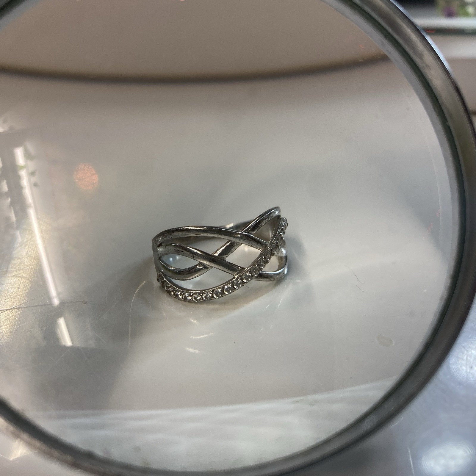 Wedding Ring Silver Plated Stamped With Diamond Appearance