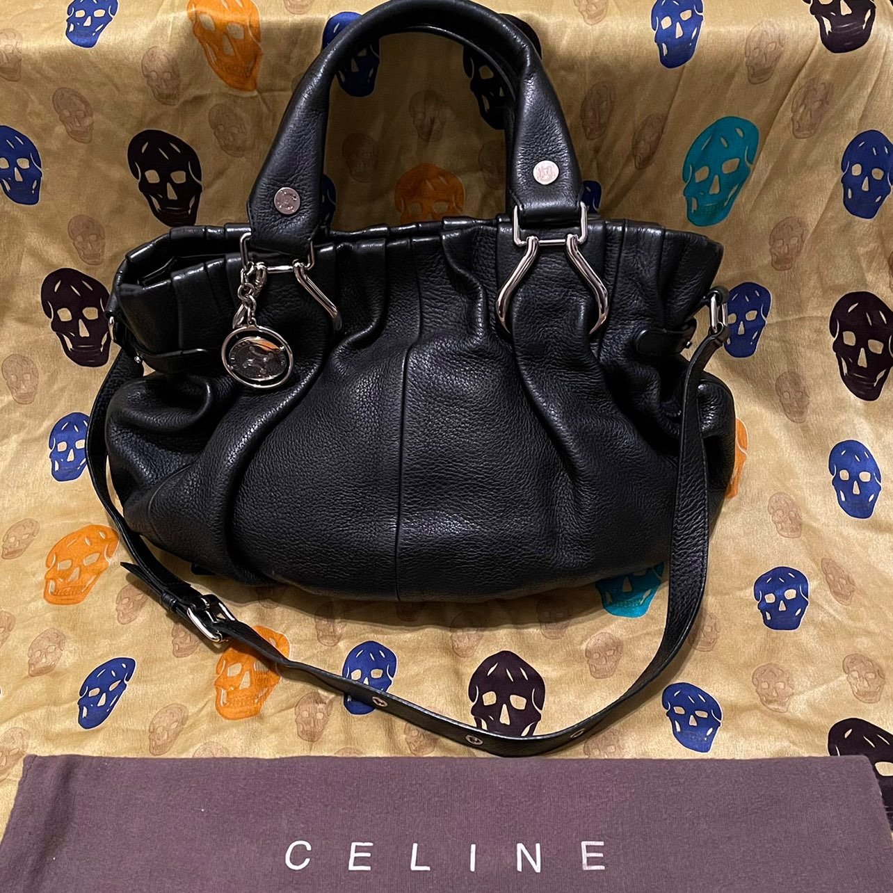 Vintage Leather Celine Logo Medallion Satchel