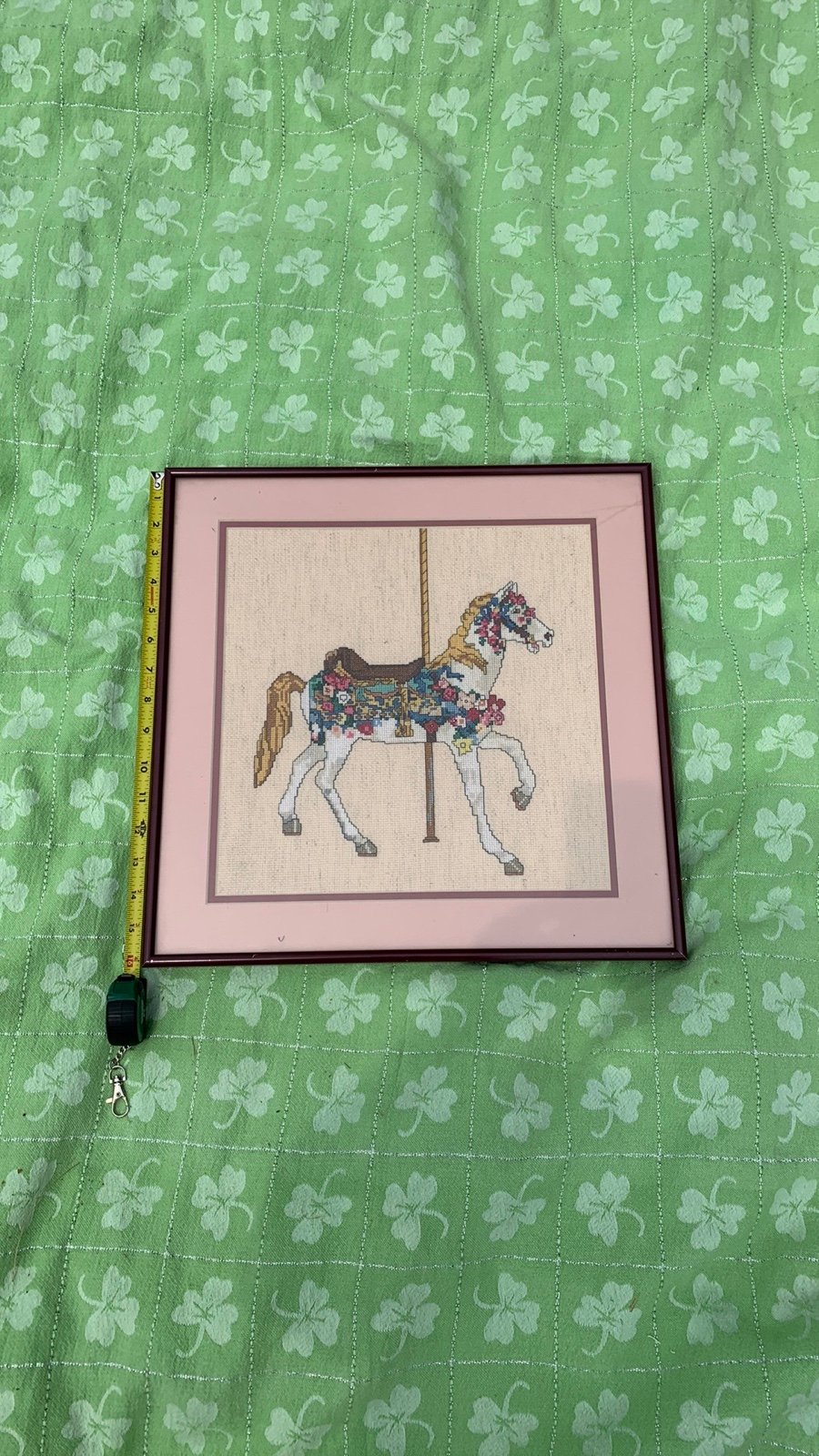Vintage Carousel Horse Cross Stitch Framed Artwork