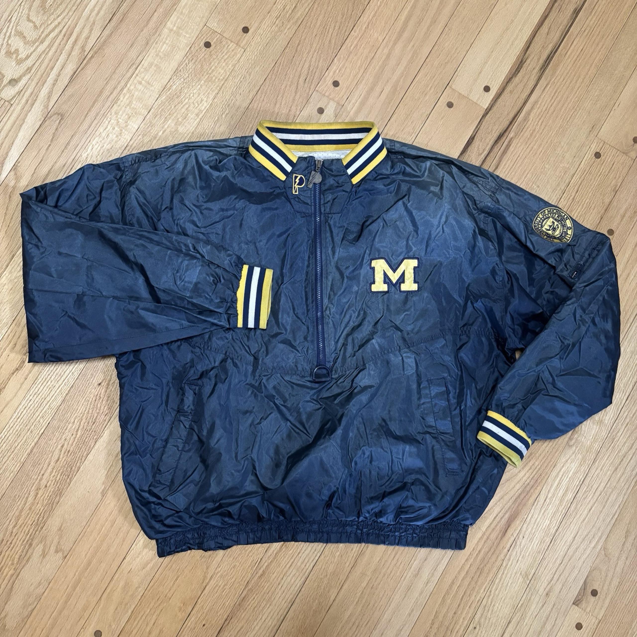 Vtg Pro Player Michigan Wolverines Windbreaker Jacket Men XXL Blue Full Zip Coat