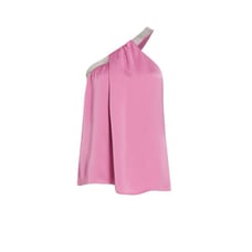 Ramy Brook Pink NEW Crystal Embellished One-shoulder Satin Top Sz S MSRP 345
