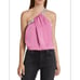 Ramy Brook Pink NEW Crystal Embellished One-shoulder Satin Top Sz S MSRP 345
