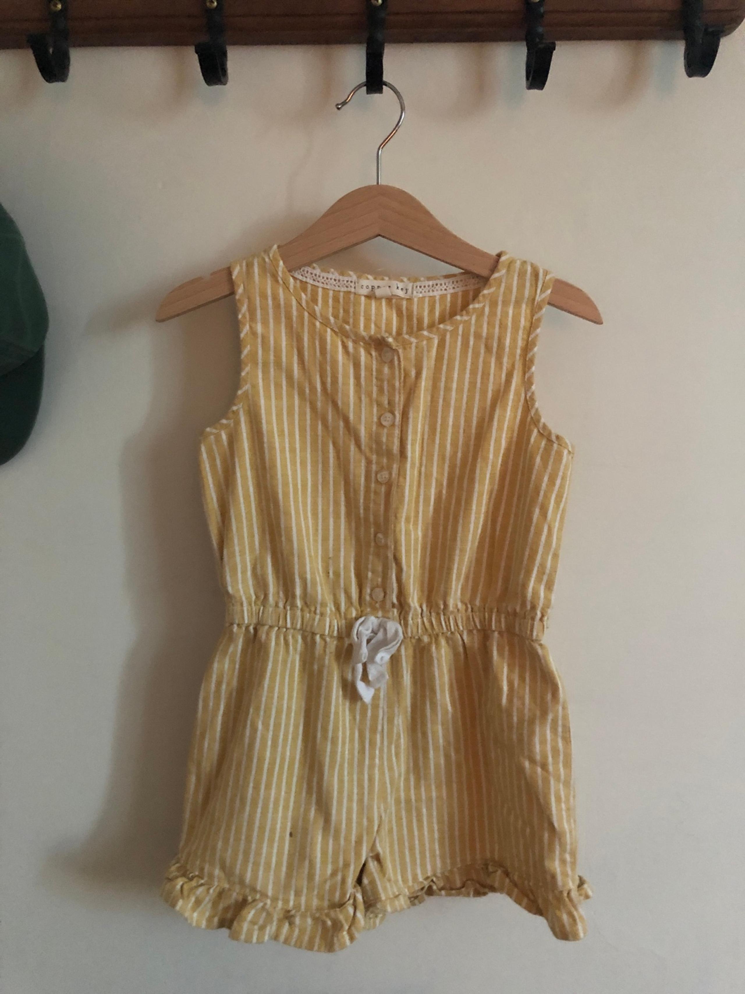 Copper Key Yellow Pinstripe Summer Romper