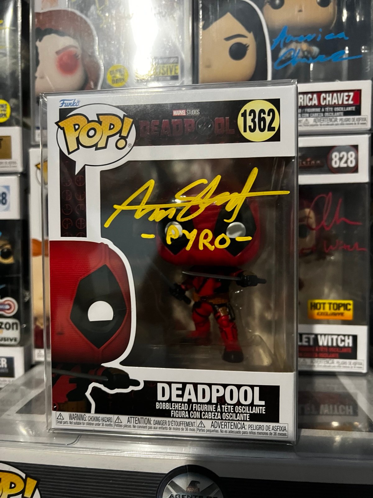 Signed Aaron Stanford Deadpool Funko Pop