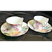 2 Bill Goldsmith Cup and Saucer Narcissus Iris Art Limoges France Porcelain 1986