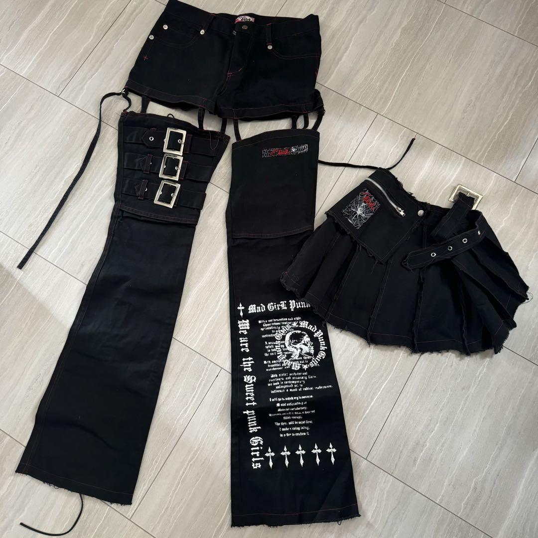 00s MADGirl Subculture Landmine Rock Vkei Bondage Pants Skull