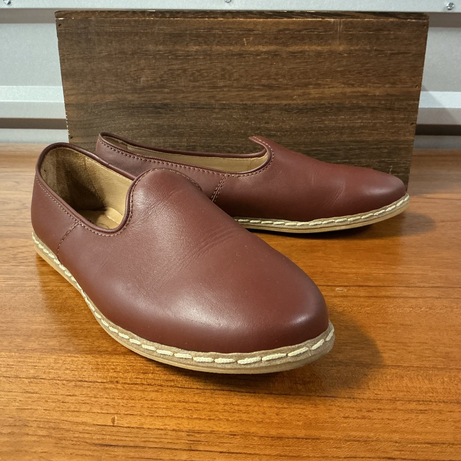 Charix Women Cognac Elegant Comfort Classic Leather Loafer Flat Size 40EU 9.25US