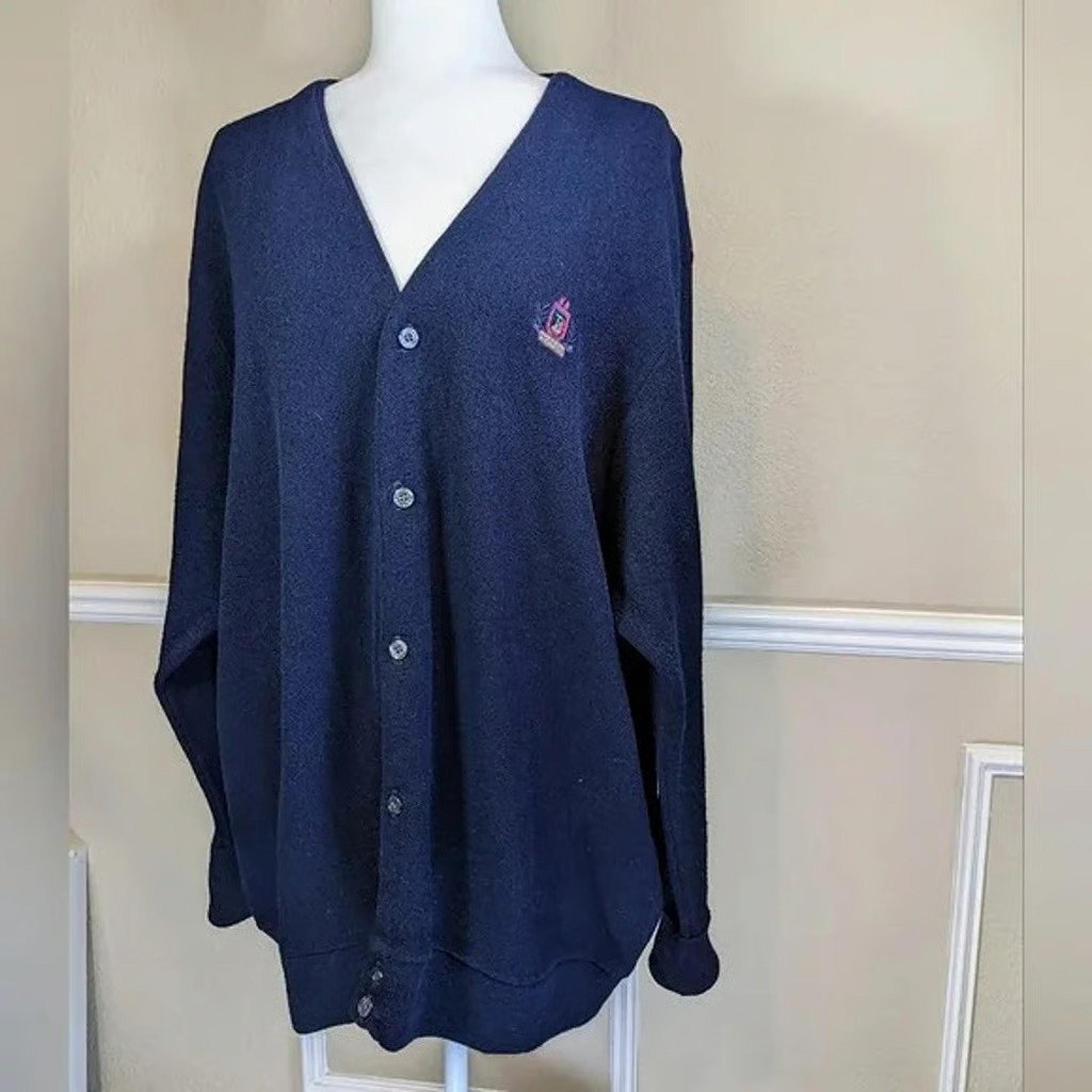 Men's Izod Navy Cardigan Button Down Vintage Sweater