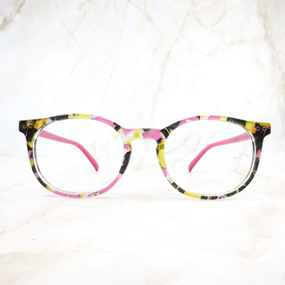 Max Studio Eyeglasses Frame MS2021 Women's Pink Marble Plastic Full Rim Round