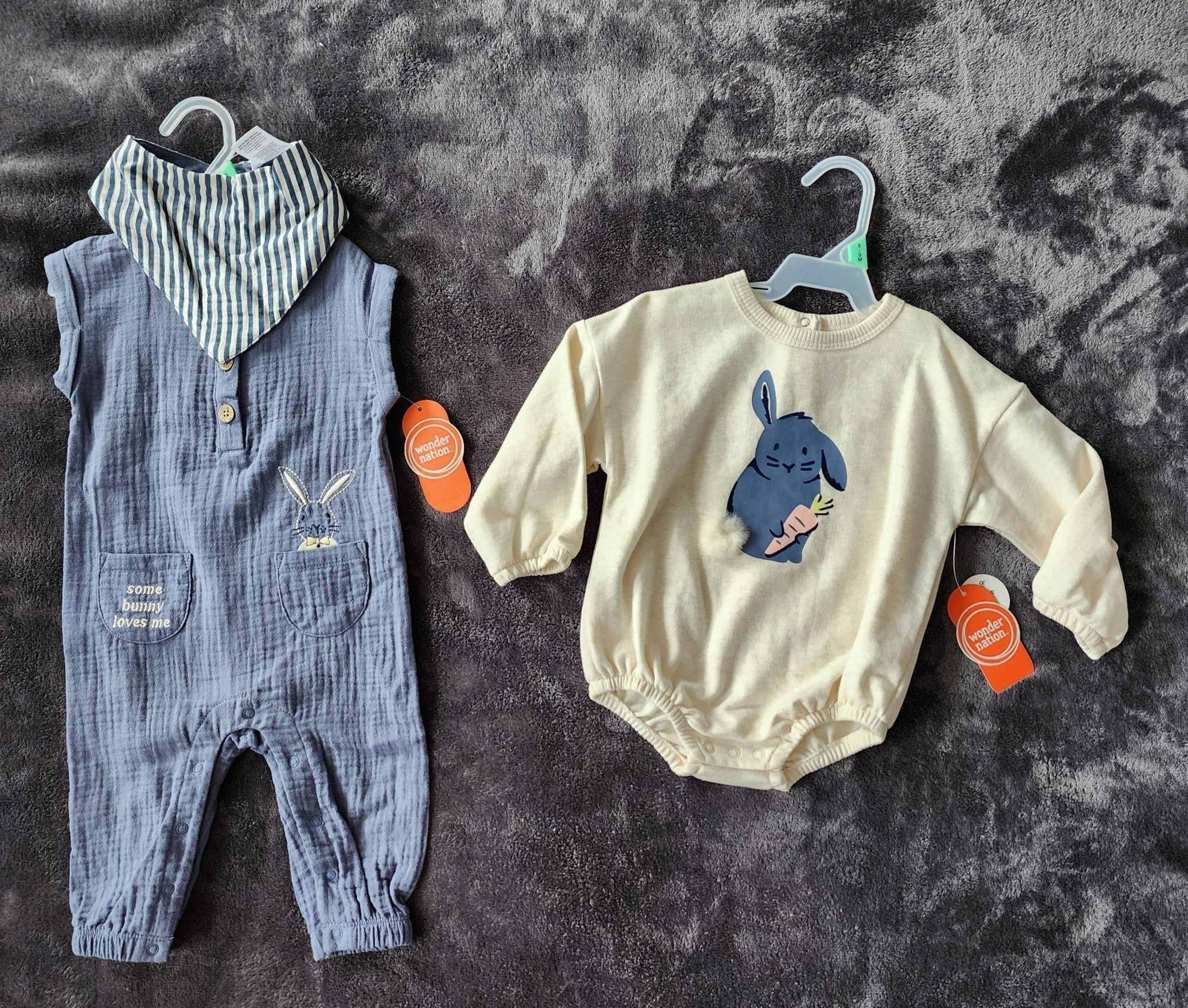 NWT baby boy or girl Easter clothes bundle, romper & Bandana Set and oncie, 12 m